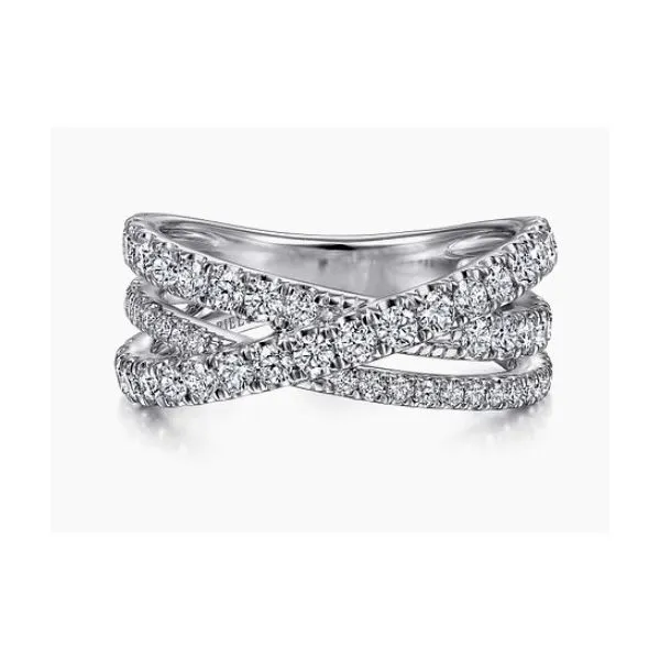 14K White Gold Diamond Criss Cross Ring Hannoush Jewelers, Inc. Albany, NY