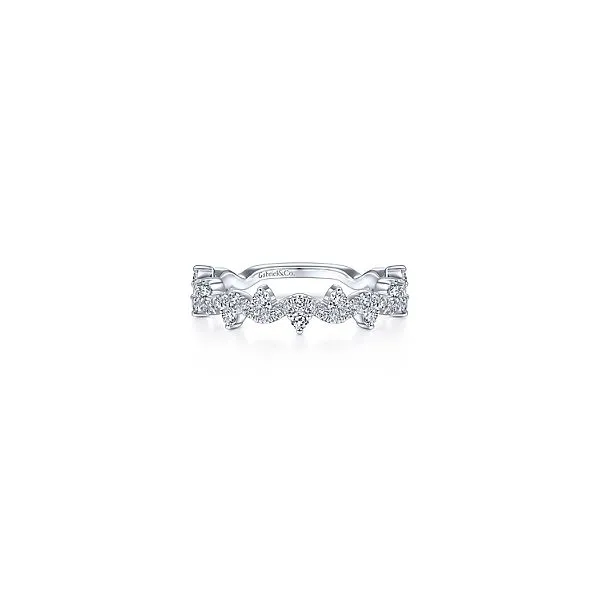 14K White Gold Cluster Diamond Stackable Ring Hannoush Jewelers, Inc. Albany, NY