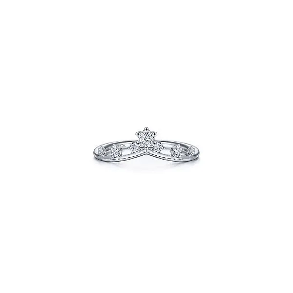 14K White Gold Pave Set Crown Ring Hannoush Jewelers, Inc. Albany, NY