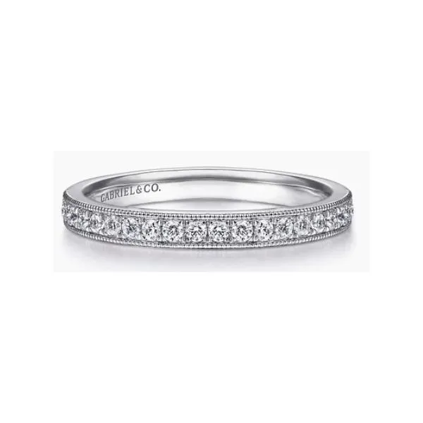 14K White Gold Diamond Micro Pave Wedding Band Hannoush Jewelers, Inc. Albany, NY