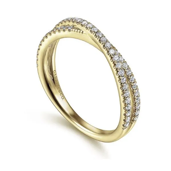 14K Yellow Gold Criss Cross Diamond Stackable Ring Hannoush Jewelers, Inc. Albany, NY