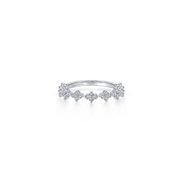 14K White Gold Diamond Cluster Station Ring Hannoush Jewelers, Inc. Albany, NY