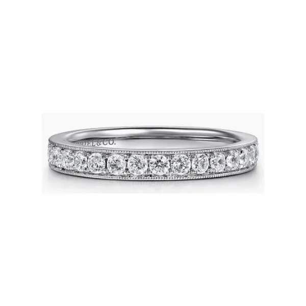 14K White Gold Micro Pave Diamond Wedding Band Hannoush Jewelers, Inc. Albany, NY