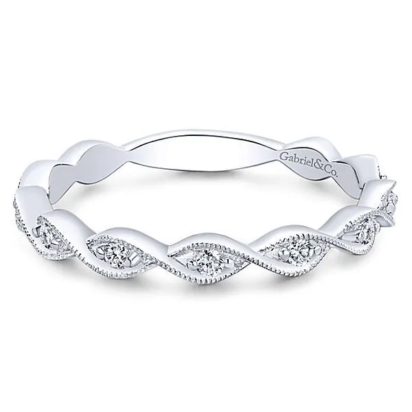 14K White Gold Pave Set Diamond Band Hannoush Jewelers, Inc. Albany, NY