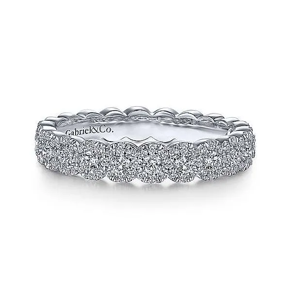 14K White Gold Pav© Set Diamond Stackable Wedding Band Hannoush Jewelers, Inc. Albany, NY