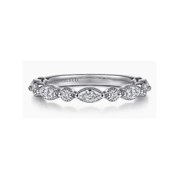 14K White Gold Marquise and Round Diamond Anniversary Band Hannoush Jewelers, Inc. Albany, NY