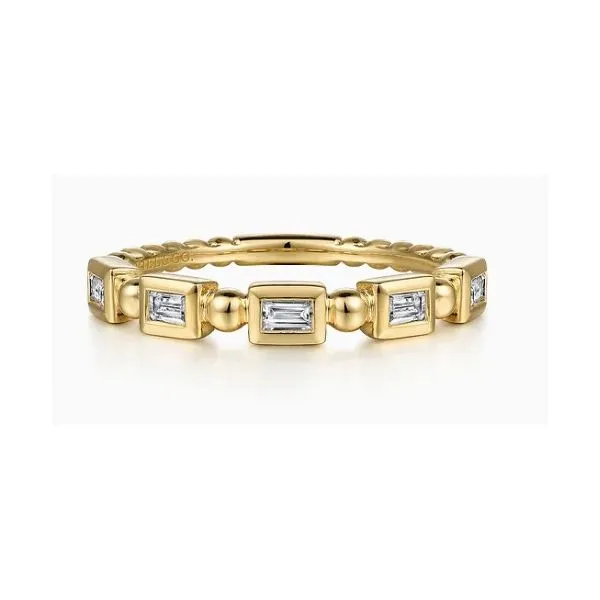 14K Yellow Gold Diamond Geometric Stackable Wedding Band Hannoush Jewelers, Inc. Albany, NY