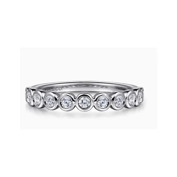 14K White Gold Bezel Set Diamond Anniversary Band Hannoush Jewelers, Inc. Albany, NY