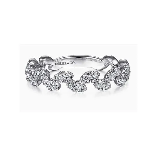 14K White Gold Diamond Leaf Wedding Band Hannoush Jewelers, Inc. Albany, NY