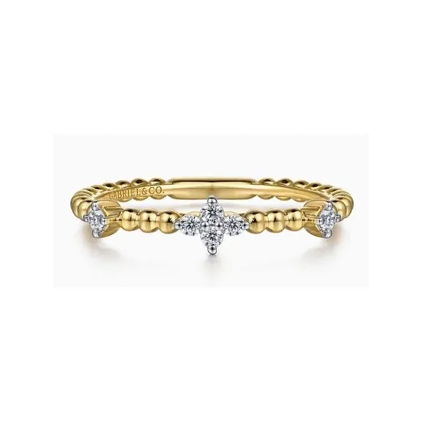 14K Yellow Gold Diamond Station Stackable Ring Hannoush Jewelers, Inc. Albany, NY