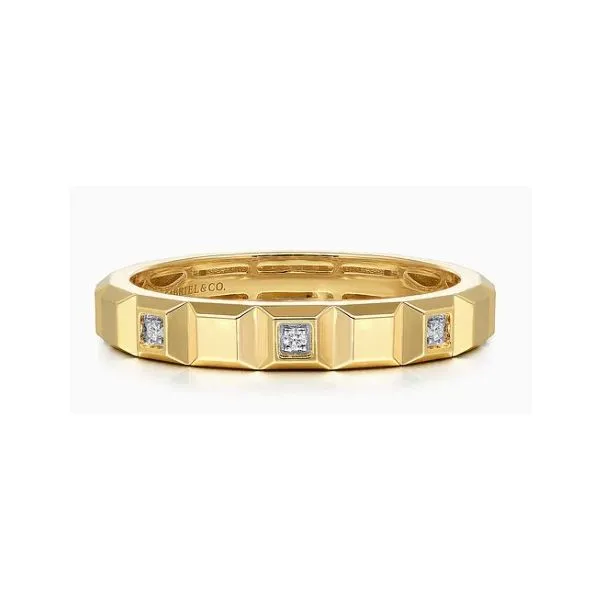 14K Yellow Gold Diamond Pyramid Stackable Ring Hannoush Jewelers, Inc. Albany, NY