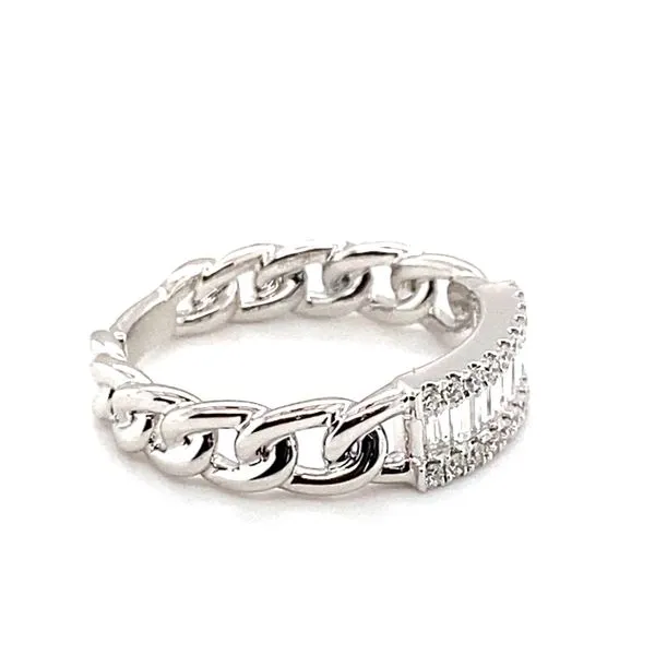 18K White Gold Diamond Figaro Style Ring Image 2 Hannoush Jewelers, Inc. Albany, NY