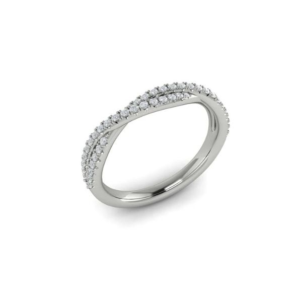 14K White Gold Delicate Twist Stackable Diamond Band Hannoush Jewelers, Inc. Albany, NY