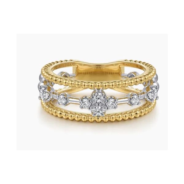 14K White and Yellow Gold Easy Stackable Diamond Wedding Band Hannoush Jewelers, Inc. Albany, NY