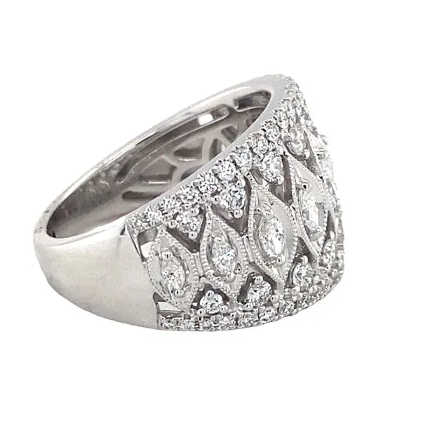 14K White Gold Marquise and Round Diamond Fashion Ring Hannoush Jewelers, Inc. Albany, NY