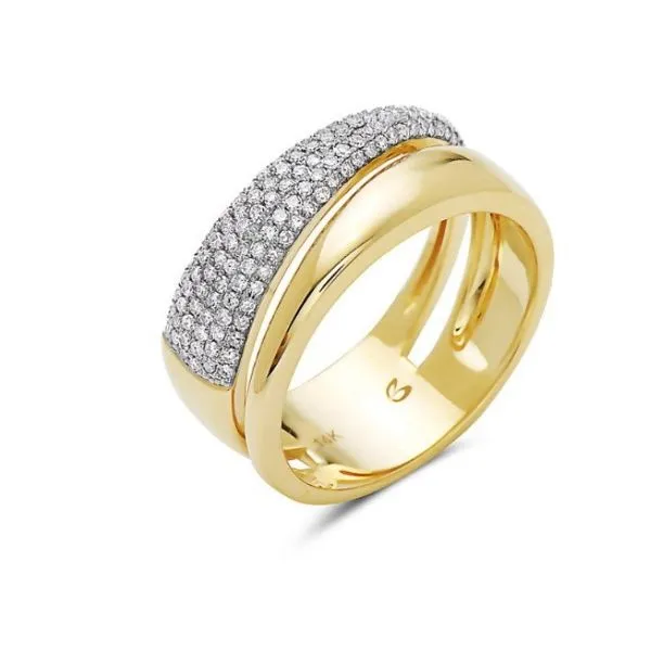 14K Yellow Gold Diamond Pave Split Band Ring 001-130-01596