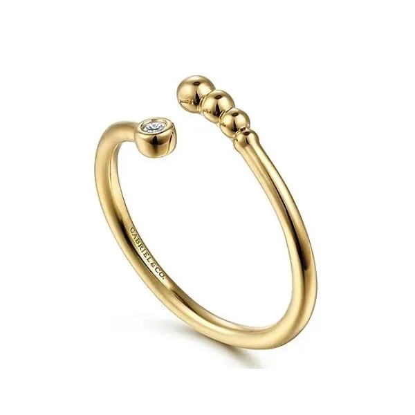 14Kt Yellow Gold Bypass Beaded Diamond Fashion Ring Hannoush Jewelers, Inc. Albany, NY
