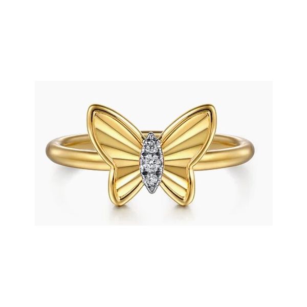 14K Yellow Gold Diamond Butterfly Ring Hannoush Jewelers, Inc. Albany, NY