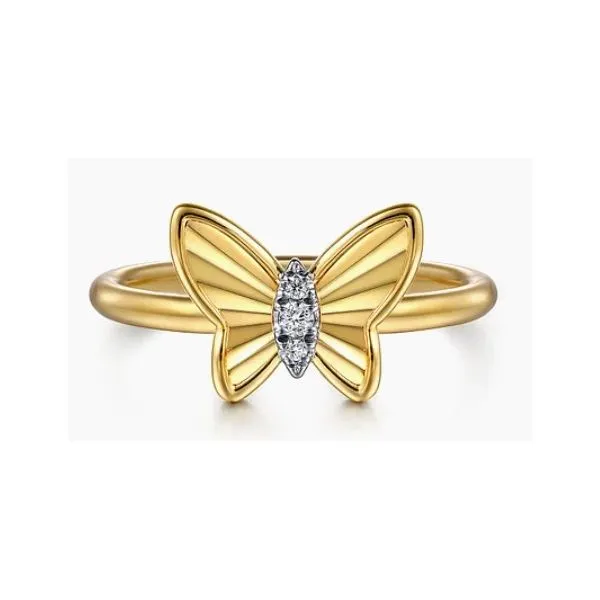 14K Yellow Gold Diamond Butterfly Ring Hannoush Jewelers, Inc. Albany, NY