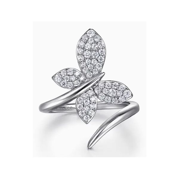 14K White Gold Diamond Butterfly Ring Hannoush Jewelers, Inc. Albany, NY