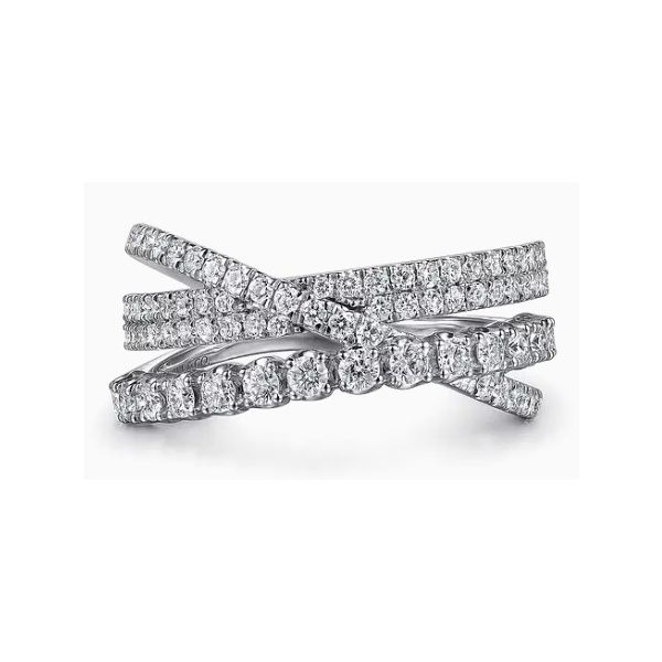 14K White Gold Criss Cross Diamond Ring Hannoush Jewelers, Inc. Albany, NY