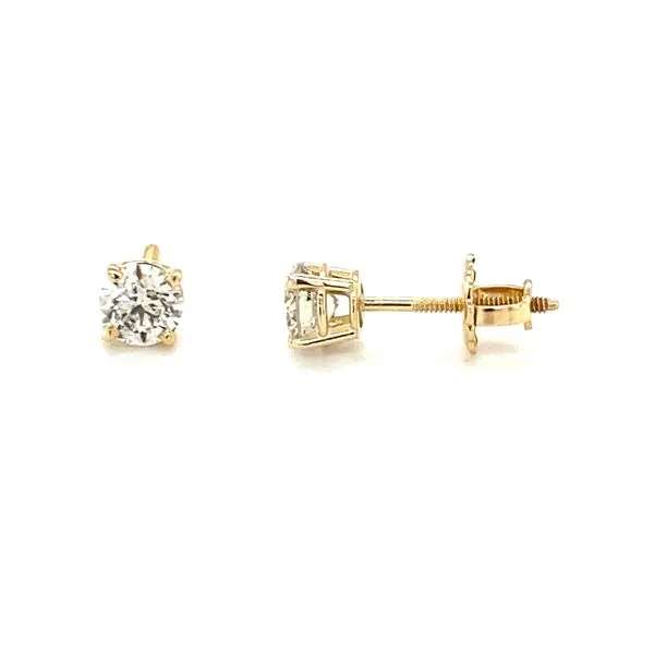 Yellow Gold Round Diamond Stud Earrings Hannoush Jewelers, Inc. Albany, NY
