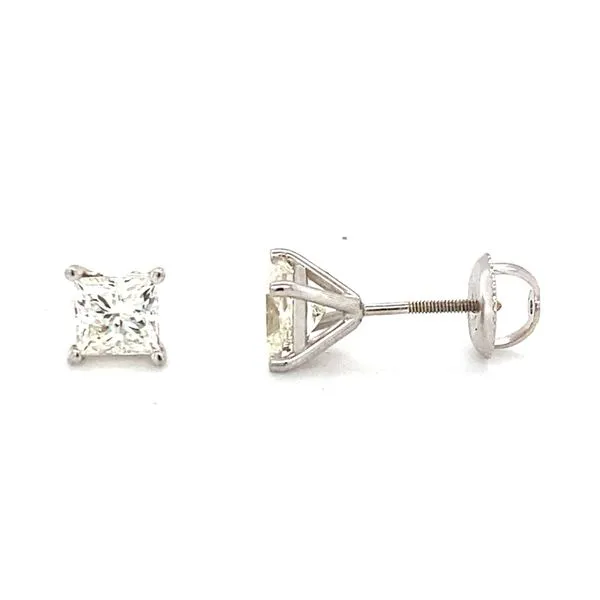 14K White Gold Princess Cut Diamond Stud Earrings Hannoush Jewelers, Inc. Albany, NY
