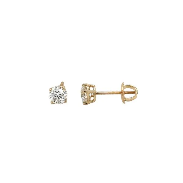 14K Yellow Gold Round Diamond Stud Earrings Hannoush Jewelers, Inc. Albany, NY