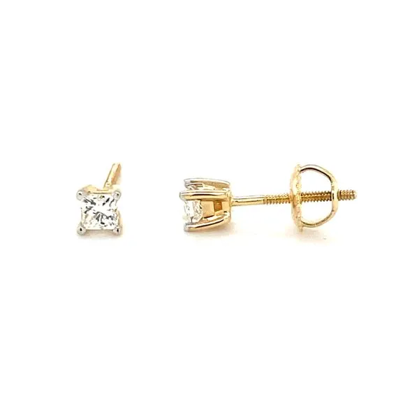 14K Yellow Gold Princess Cut Diamond Stud Earrings Hannoush Jewelers, Inc. Albany, NY