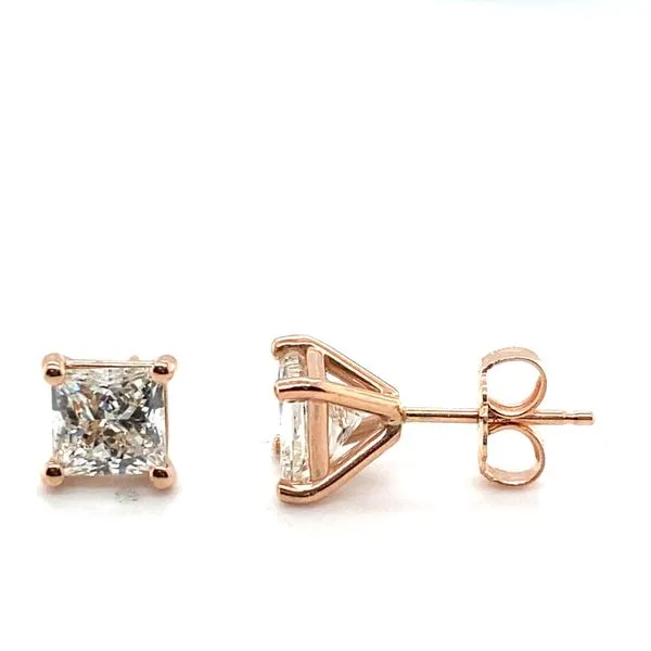 14K Rose Gold Princess Cut Diamond Stud Earrings Hannoush Jewelers, Inc. Albany, NY
