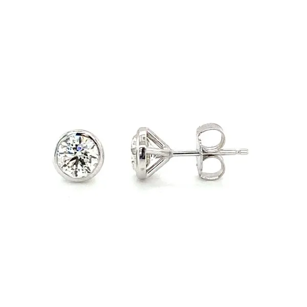 14K White Gold Bezel Set Diamond Stud Earrings Hannoush Jewelers, Inc. Albany, NY