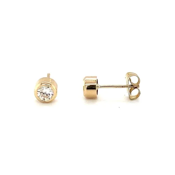 14K Yellow Gold Bezel Set Diamond Stud Earrings Hannoush Jewelers, Inc. Albany, NY