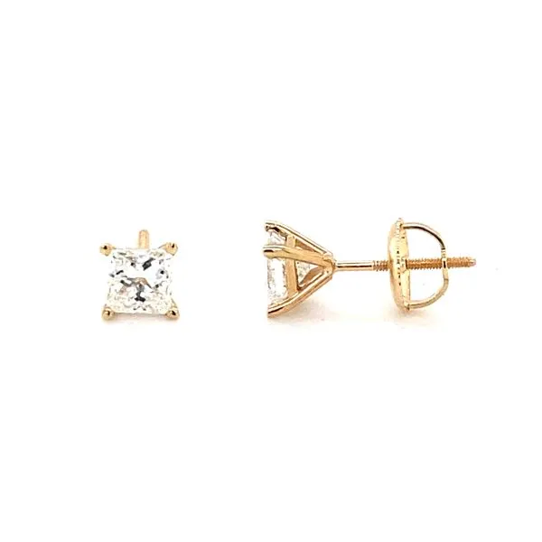 14K Yellow Gold Princess Cut Diamond Stud Earrings Hannoush Jewelers, Inc. Albany, NY