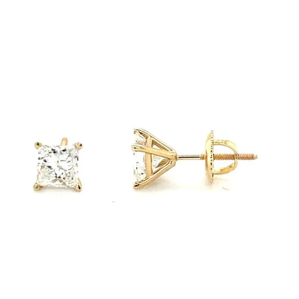 14K Yellow Gold Princess Cut Diamond Stud Earrings Hannoush Jewelers, Inc. Albany, NY
