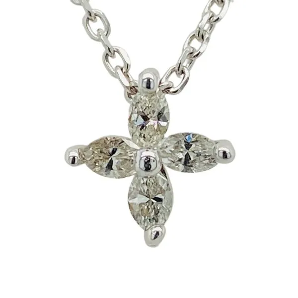 14K White Gold Diamond Flower Pendant Hannoush Jewelers, Inc. Albany, NY