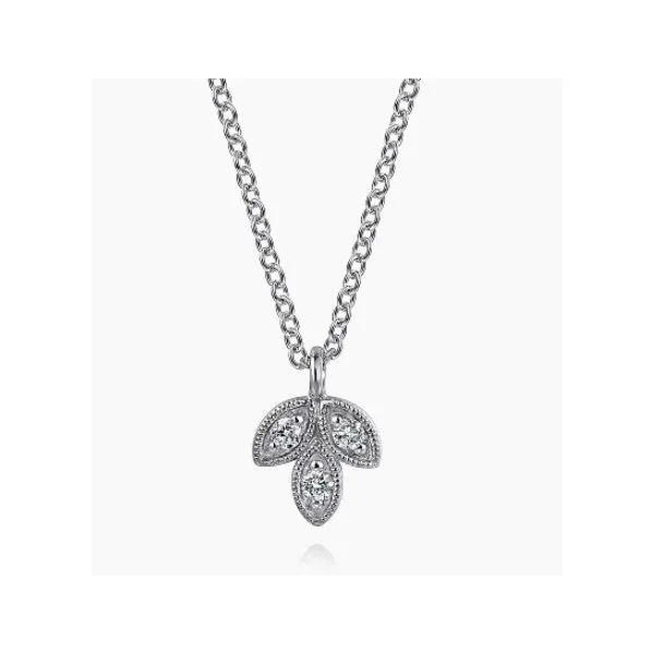 Gabriel & Co 14K White Gold Diamond Leaf Pendant Hannoush Jewelers, Inc. Albany, NY