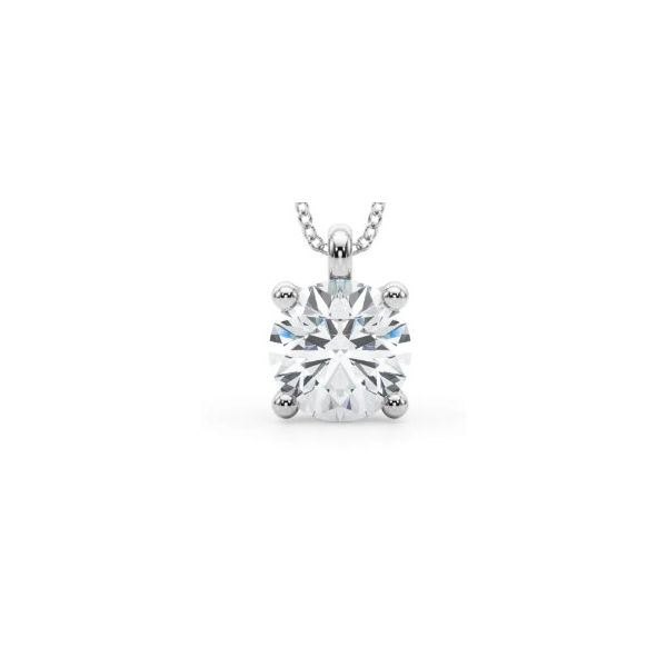 14K White Gold Round Diamond Solitaire Pendant Hannoush Jewelers, Inc. Albany, NY