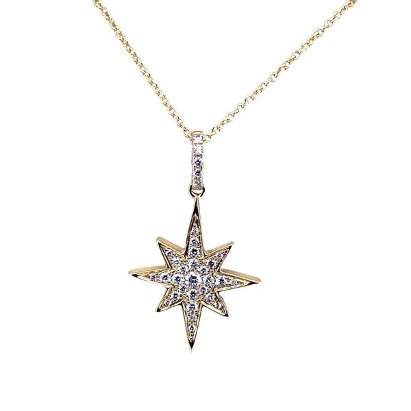 18K Yellow Gold Doves Star Diamond Pendant Hannoush Jewelers, Inc. Albany, NY