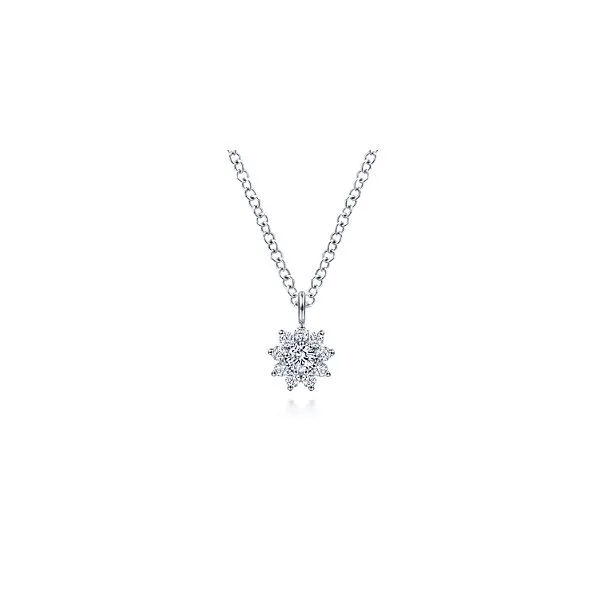 Gabriel 14K White Gold Diamond Flower Pendant Necklace Hannoush Jewelers, Inc. Albany, NY