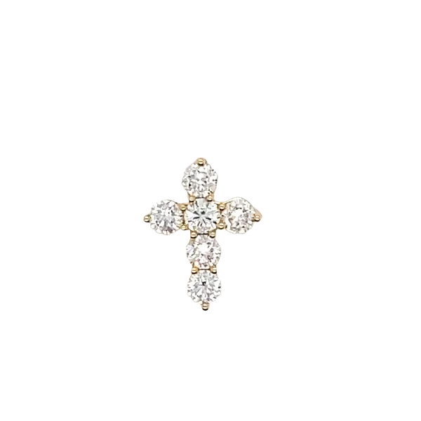 18Kt Yellow Gold Small Diamond Cross Pendant Hannoush Jewelers, Inc. Albany, NY