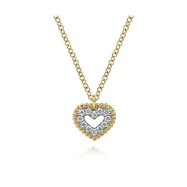 14K Yellow Gold Diamond Pav© Heart Pendant Necklace Hannoush Jewelers, Inc. Albany, NY