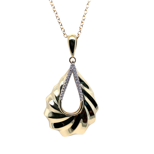 14K Yellow Gold Diamond Shell Pendant Hannoush Jewelers, Inc. Albany, NY