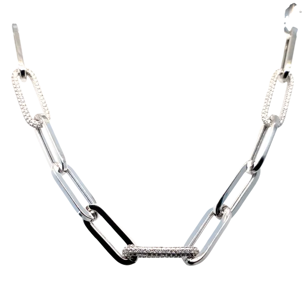 14K White Gold Paper Clip Chain Diamond Necklace Hannoush Jewelers, Inc. Albany, NY