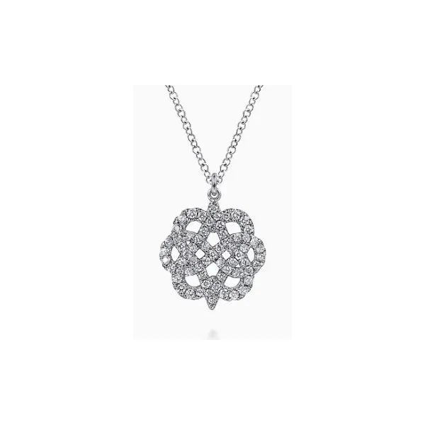 14K White Gold Celtic Knot Diamond Pendant Necklace Hannoush Jewelers, Inc. Albany, NY