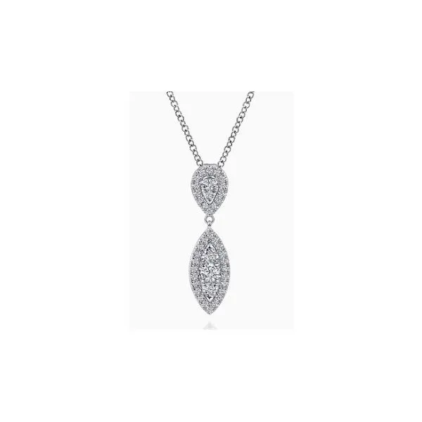 Gabriel & Co 14K White Gold Teardrop Diamond Pendant Hannoush Jewelers, Inc. Albany, NY