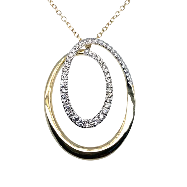 14K White Gold Diamond Swirl Pendant Necklace Hannoush Jewelers, Inc. Albany, NY