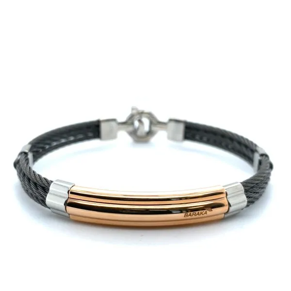 Men's Rose Gold and Stainless Steel Diamond Bracelet Hannoush Jewelers, Inc. Albany, NY