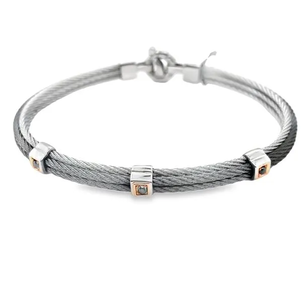 Men's Rose Gold and Stainless Steel Diamond Bracelet Hannoush Jewelers, Inc. Albany, NY