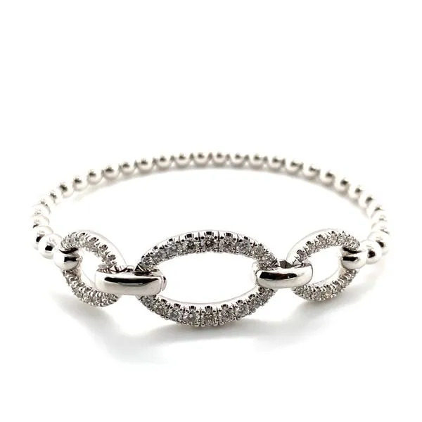 14K White Gold Diamond Link Split Bangle Bracelet Hannoush Jewelers, Inc. Albany, NY