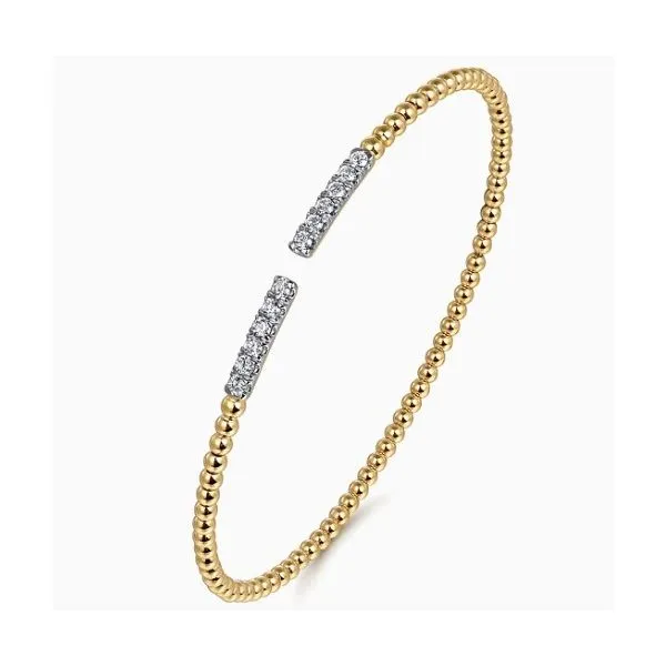 14K Yellow Gold Diamond Bars Cuff Bangle Hannoush Jewelers, Inc. Albany, NY